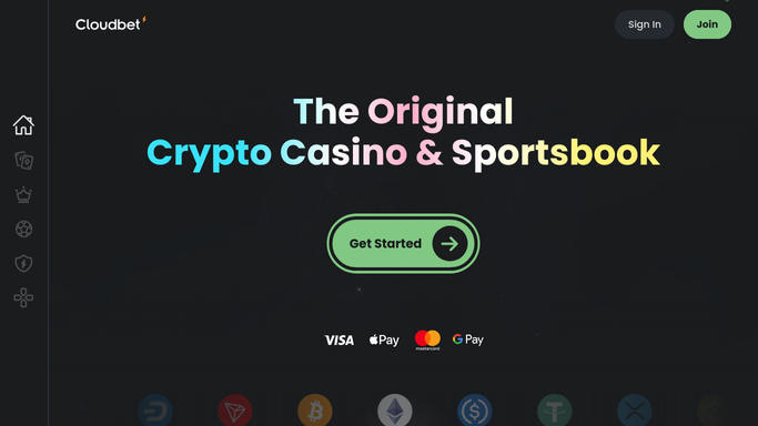 Cloudbet crypto casino logo and bonus visualization